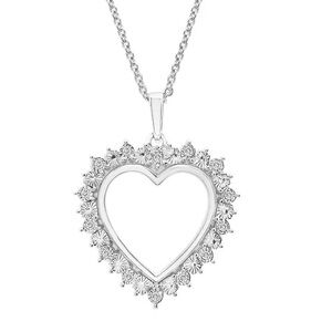 Radiant 925 sterling Silver Diamond Heart Necklace